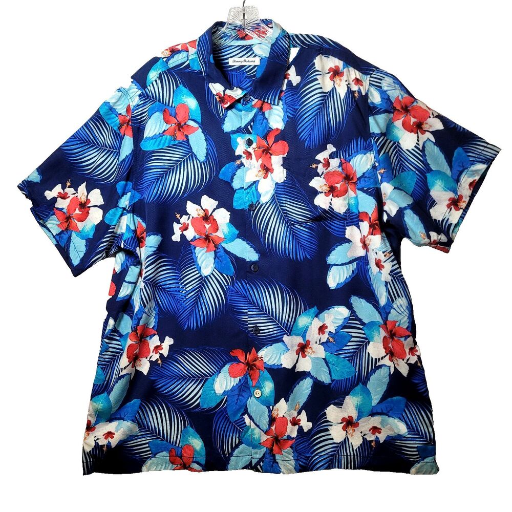 Tommy Bahama Men's XXL 2XL Indigo Coast Monterosso Beach Short Sleeve Shirt
